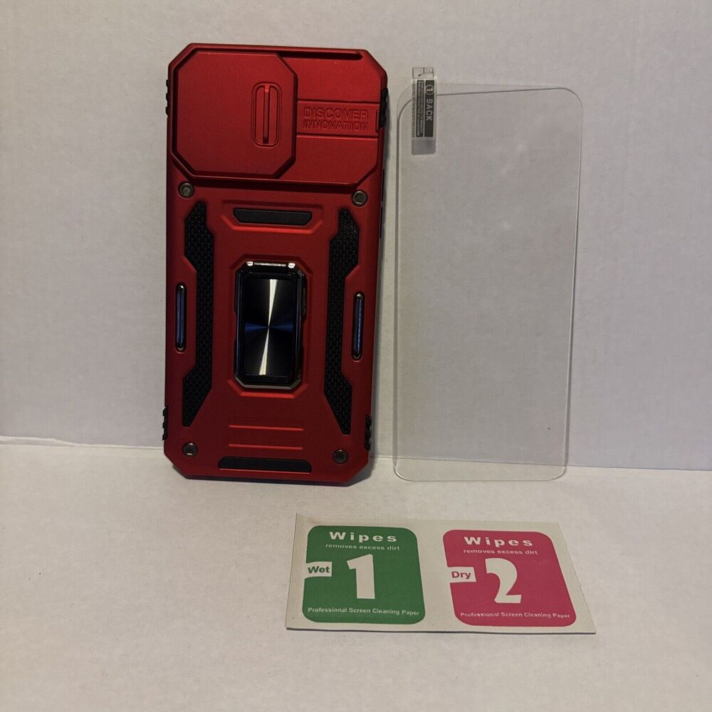 iPhone 15 Pro Max  Case with Screen Protector Red With Lens Protector
